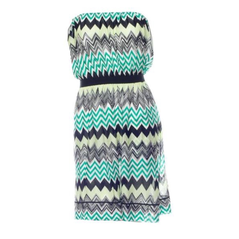 Missoni Strapless Knit Zigzag Dress w/Pockets